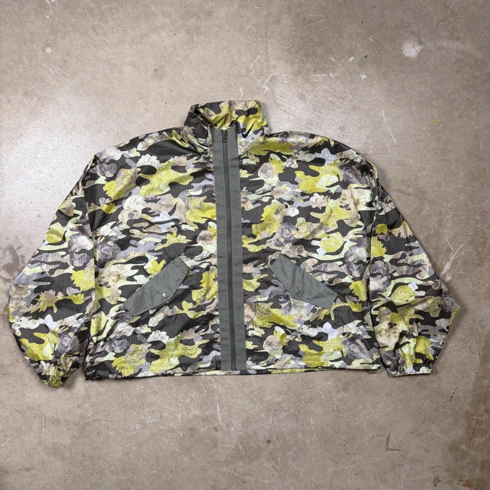 Nike Mens Floral Camo Windbreaker Jacket Green Ripstop Full Zip CZ8184-325 L